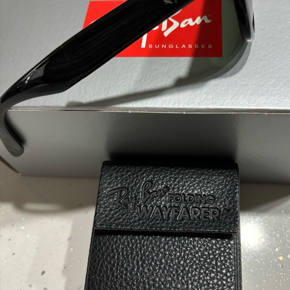 Ray Ban Folding Wayfarer Authentic Sunglasses Bla… - image 4